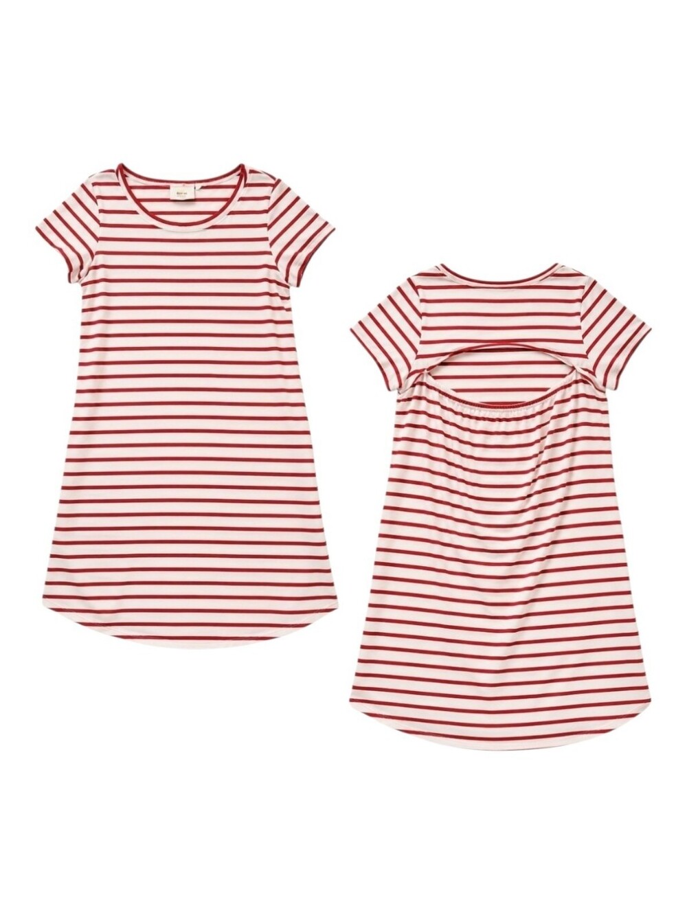 Anthropologie Maeve Striped Cutout Back T-Shirt Dress Red White XS